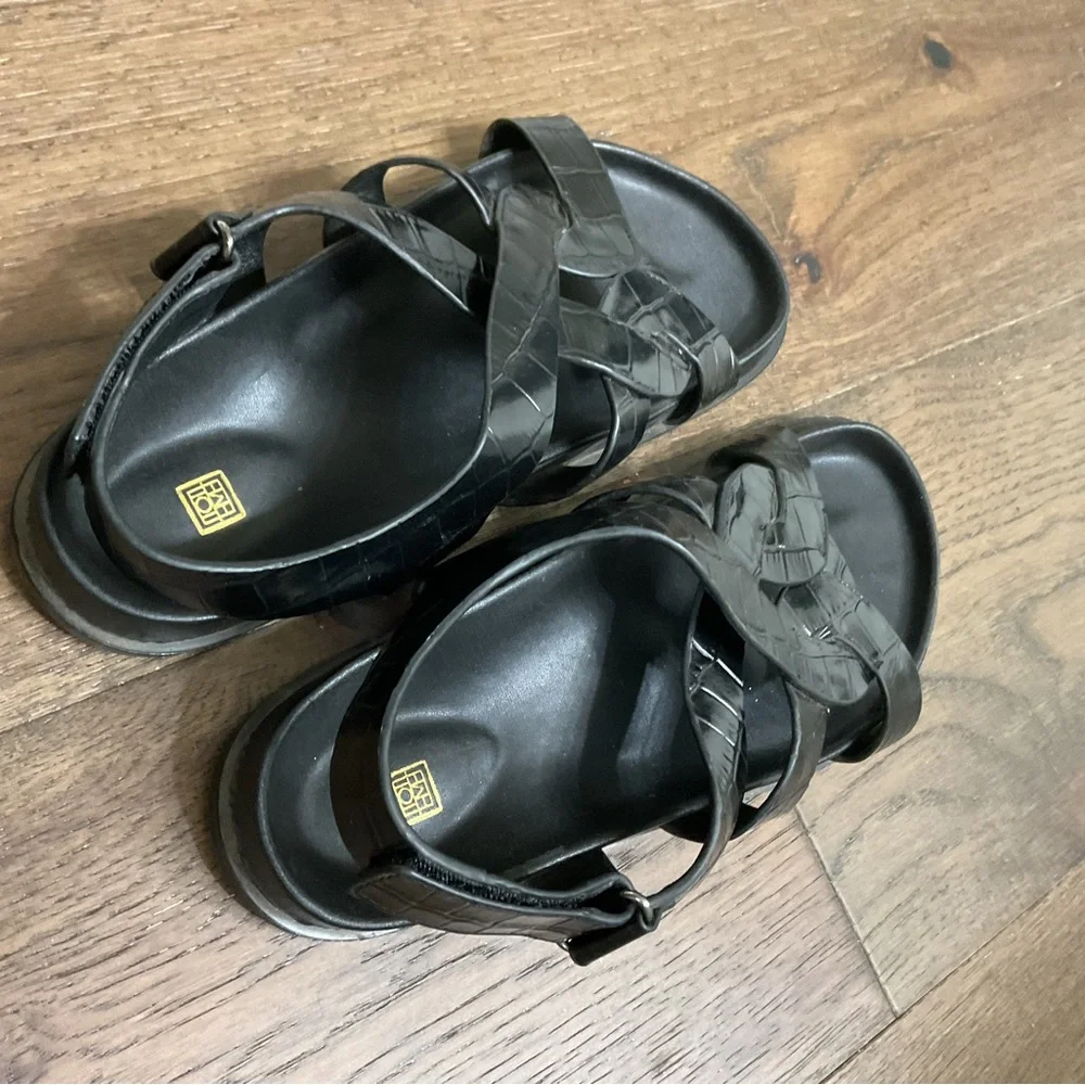 Toteme Black Croc-Embossed Gladiator Sandals - Picture 2 of 15